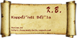 Koppándi Béla névjegykártya